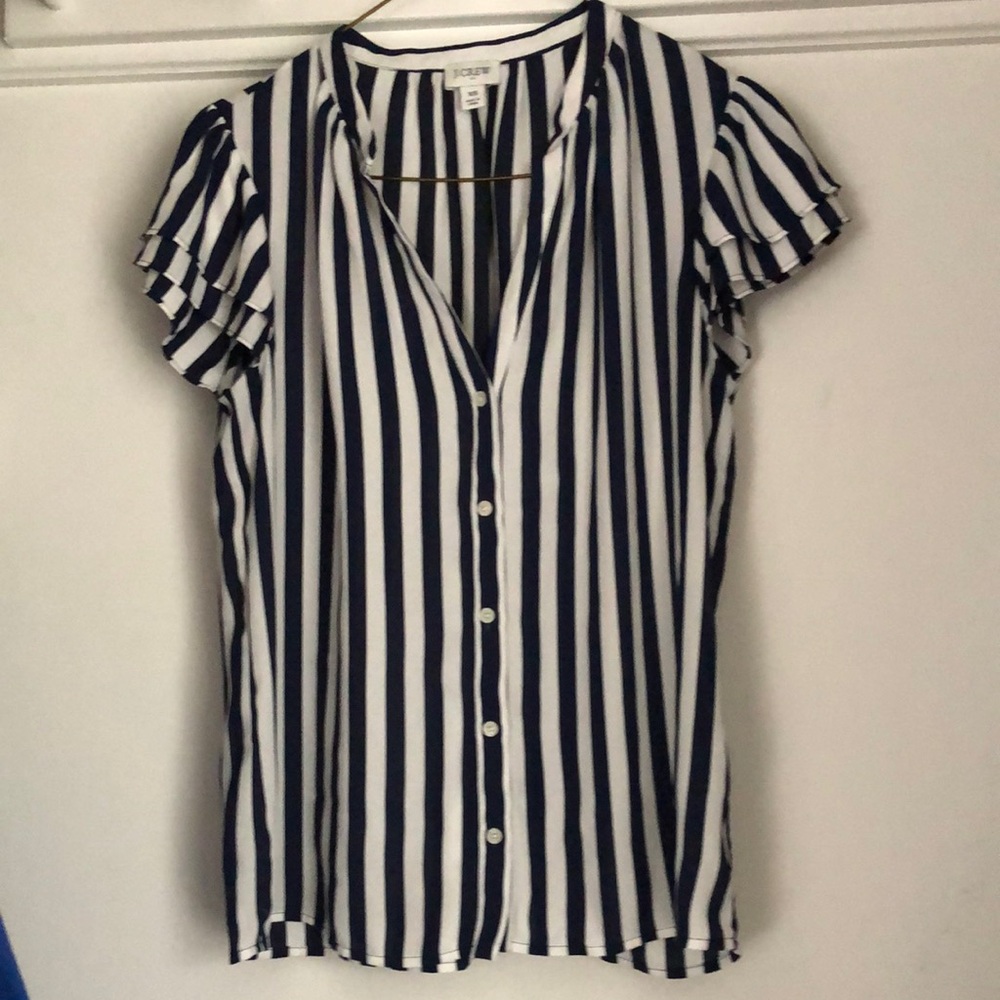 Striped Navy and White Blouse, women’s Jcrew
Size XS
